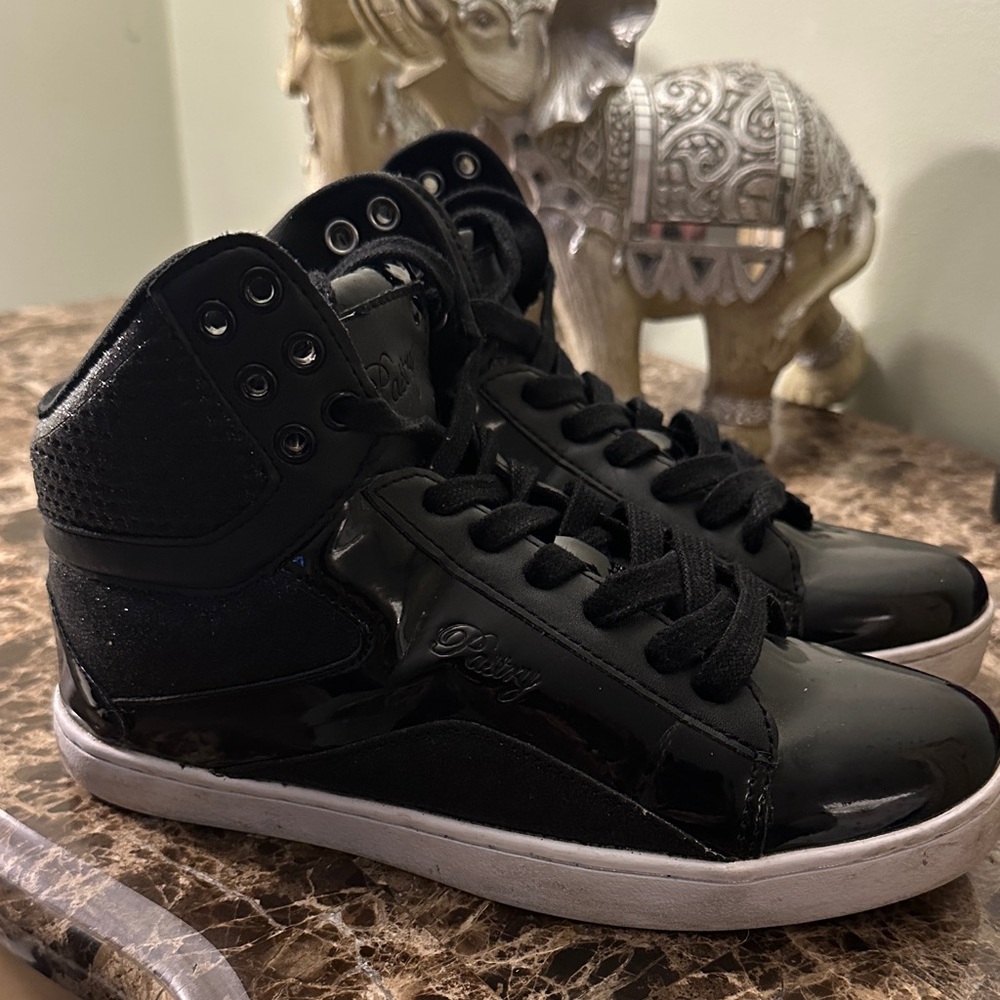 Pastry Glossy Black High-Top Sneakers